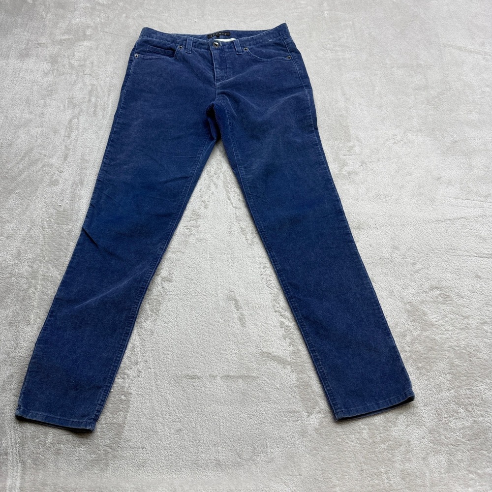 Theory Corduroy Pants Womens 4 Blue Rochelle Bristle Straight Leg Stretch Preppy